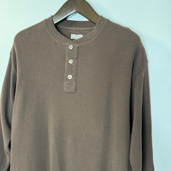 Duluth Trading Men's Longtail T Waffle Henley Long Sleeve Brown Large - Picture 8 of 11